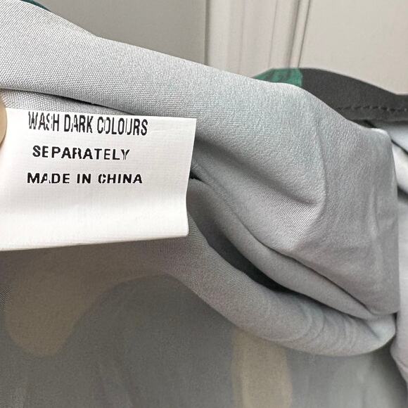 Zapaka 50s Style Dress, Fit and Flare, Gray, Blue and Green Polka Dots, Size L - Picture 9 of 9